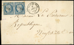 Let EMISSION DE 1849 - 4    25c. Bleu, PAIRE Obl. PC 1420 S. LSC, Càd T15 GOURNAY-EN-BRAY 6/6/52, TB - 1849-1876: Klassik