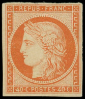 * EMISSION DE 1849 - 5    40c. Orange, Gomme Partielle, Pli Sur Le Haut, Belle Présentation, Fraîcheur - 1849-1850 Cérès