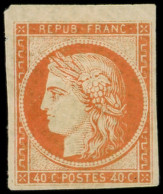 * EMISSION DE 1849 - 5a   40c. Orange Vif, Petit Bdf, Pli, Aspect TB - 1849-1850 Cérès