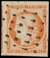 EMISSION DE 1849 - 5    40c. Orange Très Grandes Marges, Obl. GROS POINTS, Superbe - 1849-1850 Ceres