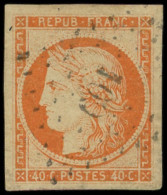 EMISSION DE 1849 - 5    40c. Orange, Obl. PC 109, Grandes Marges, TTB/Superbe - 1849-1850 Ceres