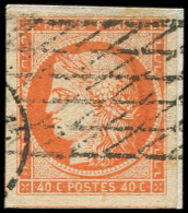 EMISSION DE 1849 - 5    40c. Orange, Obl. GRILLE SANS FIN Sur Petit Fragt, TB - 1849-1850 Ceres