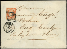 Let EMISSION DE 1849 - 5d   40c. Orange, CHIFFRES 4 RETOUCHES, Obl. GRILLE Un Peu Grasse S. Env., B/TB, S. Calves - 1849-1876: Periodo Classico