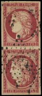 EMISSION DE 1849 - 6     1f. Carmin, PAIRE Verticale Obl. ETOILE, TTB - 1849-1850 Cérès