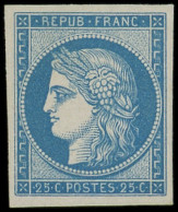 * EMISSION DE 1849 - R4d  25c. Bleu, REIMPRESSION, Frais Et TB - 1849-1850 Ceres