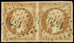 PRESIDENCE - 9    10c. Bistre-jaune, PAIRE Obl. PC 1579, TB/TTB - 1852 Louis-Napoléon