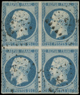 PRESIDENCE - 10   25c. Bleu, BLOC De 4 Obl. PC 3675, Pelurages, Aspect TB - 1852 Luigi-Napoleone