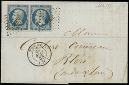 Let PRESIDENCE - 10   25c. Bleu, PAIRE Obl. PC 3398 S. LAC, Càd T15 TOURS 29/5/53, Frappes Superbes - 1849-1876: Periodo Classico