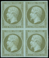 * EMPIRE NON DENTELE - 11b   1c. Olive Clair, BLOC De 4, 1 Ex. **, Très Frais Et TTB - 1853-1860 Napoleone III