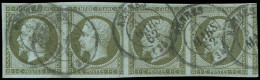 EMPIRE NON DENTELE - 11    1c. Olive, BANDE De 4, Voisin à Droite, Obl. Càd T15 RENNES 31/3/62, TB/TTB - 1853-1860 Napoleone III