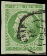 EMPIRE NON DENTELE - 12    5c. Vert, 3 Grandes Marges, Filet De Voisin, Obl. Càd T15 GRAY 17/10/( ), TTB, Superbe - 1853-1860 Napoleone III