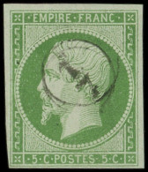 EMPIRE NON DENTELE - 12    5c. Vert, Obl. Cachet De Facteur, TB - 1853-1860 Napoleone III