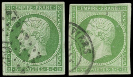 EMPIRE NON DENTELE - 12    5c. Vert, 2 Nuances, Obl. PC Et Càd, TB - 1853-1860 Napoleon III