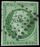 EMPIRE NON DENTELE - 12c   5c. Vert FONCE Sur VERT, Obl. PC 3256, TB. J - 1853-1860 Napoleone III
