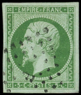 EMPIRE NON DENTELE - 12c   5c. Vert FONCE Sur VERT, Obl. Losange F Bâton, TB - 1853-1860 Napoléon III.