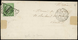 Let EMPIRE NON DENTELE - 12    5c. Vert, Obl. GRILLE (2 Frappes) Sur LAC, Càd LETTRE AFFie DE PARIS POUR PARIS 13/2/55,  - 1849-1876: Periodo Classico