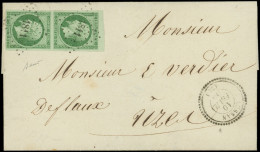 Let EMPIRE NON DENTELE - 12c   5c. Vert FONCE Sur VERT, PAIRE Obl. PC 1811 S. LSC, Càd T22 LUSSAN 10/2/55, Superbe - 1849-1876: Periodo Classico