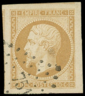 EMPIRE NON DENTELE - 13A  10c. Bistre, T I, Marges énormes Avec Voisins, Obl. PC 751 De CHARLY, Superbe - 1853-1860 Napoleone III