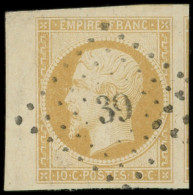 EMPIRE NON DENTELE - 13Aa 10c. Jaune-citron, T I, Bdf, 3 Voisins, Obl. PC 39 D'ALAN, Superbe - 1853-1860 Napoléon III.