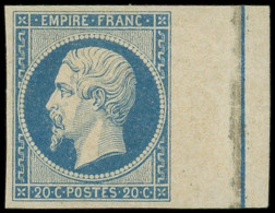 ** EMPIRE NON DENTELE - L14Ai 20c. Bleu T I, Bdf Avec FILET D'ENCADREMENT, Pli Vertical Sur Le Bdf, Mais Jolie Pièce Néa - 1853-1860 Napoleone III