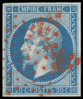 EMPIRE NON DENTELE - 14A  20c. Bleu, Obl. ETOILE ROUGE, TTB. C - 1853-1860 Napoléon III.