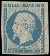 EMPIRE NON DENTELE - 14A  20c. Bleu, T I, Obl. PC ROUGE 1495, Amorce De Voisin, TTB/Syperbe. C - 1853-1860 Napoleone III