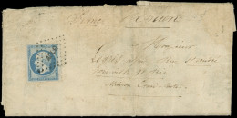 Let EMPIRE NON DENTELE - 14A  20c. Bleu, T I, Obl. Los. AOQG S. Lettre Avec Longue Correspondance Datée 5/3/55 "Grand Qu - 1849-1876: Periodo Classico