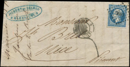 Let EMPIRE NON DENTELE - 14A  20c. Bleu, T I,  Obl. PC 1896 De MARSEILLE 31/12/59 S. LAC Pour NICE 2/1, Taxe Au Tampon,  - 1849-1876: Periodo Classico