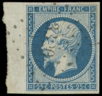 EMPIRE NON DENTELE - 15   25c. Bleu, Petit Bdf (pli), Obl. PC 3320, Frappe Légère, Superbe - 1853-1860 Napoleone III