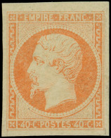 ** EMPIRE NON DENTELE - 16   40c. Orange, Grandes Marges, Fraîcheur Postale, Superbe, Certif. JF Brun - 1853-1860 Napoleone III