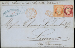 Let EMPIRE NON DENTELE - 16 Et 17A Obl. PC 1495 S. LAC, Càd Rouge BUREAU MARITIME LE HAVRE 15/5/57, Passage SOUTHAMPTON  - 1849-1876: Classic Period