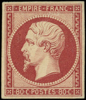 * EMPIRE NON DENTELE - 17A  80c. Carmin, Grande Fraîcheur, TB, Certif. JF Brun - 1853-1860 Napoléon III