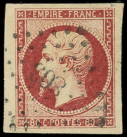 EMPIRE NON DENTELE - 17Ac 80c. Carmin Foncé Sur Paille, Bdf Et Grandes Marges, Obl. PC 803 De CHATELLERAULT, TTB - 1853-1860 Napoleone III