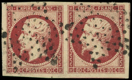 EMPIRE NON DENTELE - 17Al 80c. Carmin Foncé, PAIRE Grandes Marges, Obl. ETOILE, Superbe - 1853-1860 Napoléon III