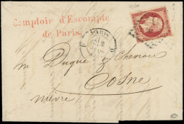 Let EMPIRE NON DENTELE - 17Ad 80c. VERMILLONNE, Obl. Los. D S. LAC, Càd D PARIS D 9/7/57, Arr. COSNE, TTB. C - 1849-1876: Classic Period