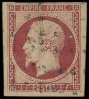 EMPIRE NON DENTELE - 18    1f. Carmin, Oblitéré GROS POINTS, TB. J - 1853-1860 Napoléon III