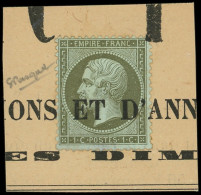 EMPIRE DENTELE - 19    1c. Olive, Obl. TYPO Sur Fragt, TB - 1862 Napoléon III.