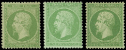 * EMPIRE DENTELE - 20    5c. Vert, 3 Nuances Bien Distinctes, Ch. Légère, TB/TTB - 1862 Napoléon III