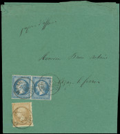 Let EMPIRE DENTELE - 21 Et 22, 10c. Bistre Et 20c. Bleu PAIRE, Obl. Càd T15 LEBLANC 5/2/68 S. Papiers D'Affaires, TTB - 1849-1876: Classic Period