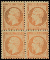 ** EMPIRE DENTELE - 23c  40c. Orange Terne, BLOC De 4, Fraîcheur Postale, TB - 1862 Napoléon III.