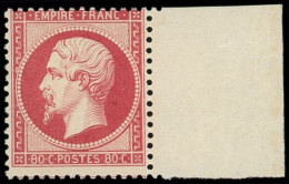 ** EMPIRE DENTELE - 24a  80c. Rose Foncé, Bdf, Décentré Vers Le Haut, Fraîcheur Postale, TB. Br - 1862 Napoleon III