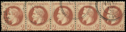 EMPIRE LAURE - 26B   2c. Rouge-brun Clair, T II, BANDE De 5 Obl. Càd T24 HAMBYE 30/11/70, TB - 1863-1870 Napoleone III Con Gli Allori