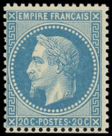 ** EMPIRE LAURE - 29B  20c. Bleu, T II, TB - 1863-1870 Napoléon III Lauré