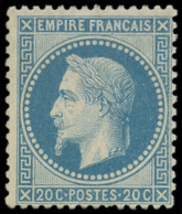 * EMPIRE LAURE - 29B  20c. Bleu, T II, Inf. Ch., TB. C - 1863-1870 Napoléon III Lauré