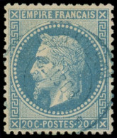 EMPIRE LAURE - 29B  20c. Bleu, T II, Obl. Cachet Bleu ( )QUARTIER GENERAL/POSTES, TB - 1863-1870 Napoléon III Lauré