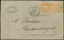 Let SIEGE DE PARIS - 38   40c. Orange, PAIRE Obl. ETOILE 1 S. LAC, Càd Pl. De La Bourse 18/10/72, Arr. CONSTANTINOPLE, T - 1849-1876: Classic Period