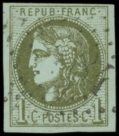 EMISSION DE BORDEAUX - 39B   1c. Olive, R II, Obl. GC, TB - 1870 Bordeaux Printing