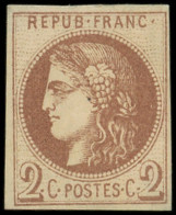 * EMISSION DE BORDEAUX - 40Ac  2c. Chocolat FONCE, R I, TB - 1870 Bordeaux Printing