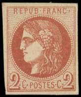 * EMISSION DE BORDEAUX - 40Ba  2c. ROUGE-BRIQUE, R II, Inf. Ch., TTB, Certif. JF Brun - 1870 Emission De Bordeaux