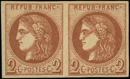 * EMISSION DE BORDEAUX - 40Bc  2c. CHOCOLAT FONCE, R II, Nuance Exceptionnelle, PAIRE, TTB, Certif. Calves - 1870 Bordeaux Printing